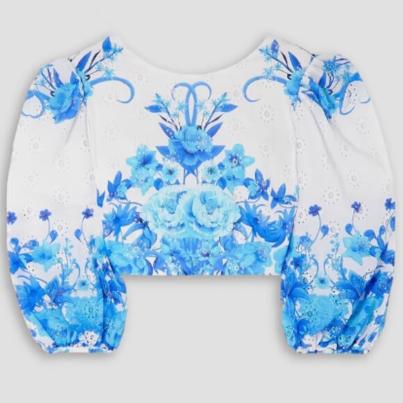 BORGO DE NOR Rhea cropped floral-print broderie anglaise cotton top - Picture 1 of 5